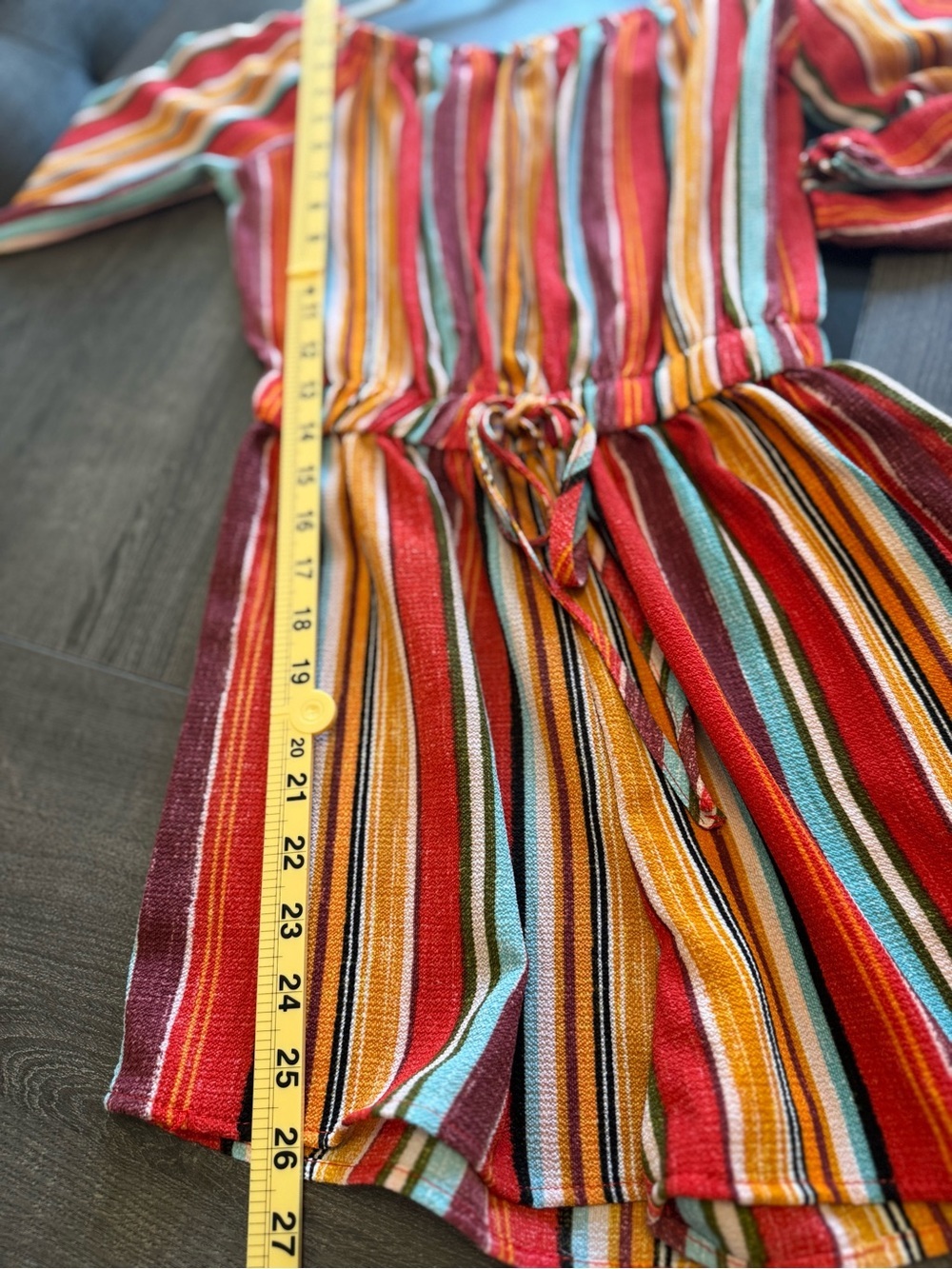 Multi-Color Striped Off-Shoulder Romper - Picture 3 of 6